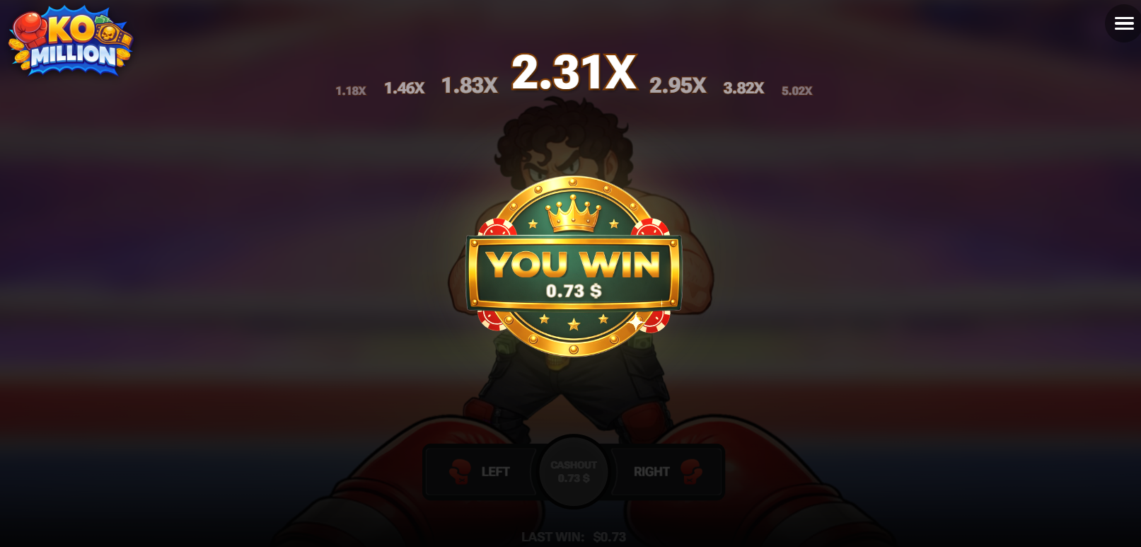 Ekran You Win po wypłacie wygranej w KO Million
