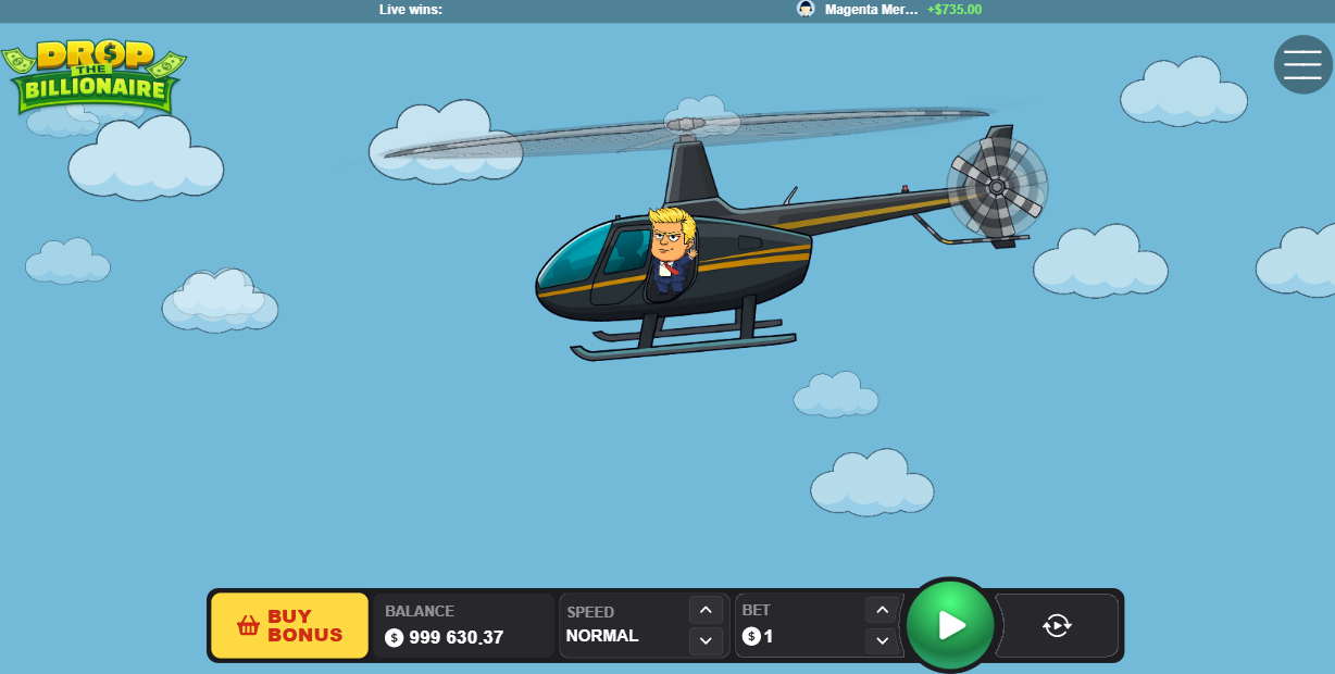 Helikopter zrzucający miliardera na starcie rundy Drop The Billionaire